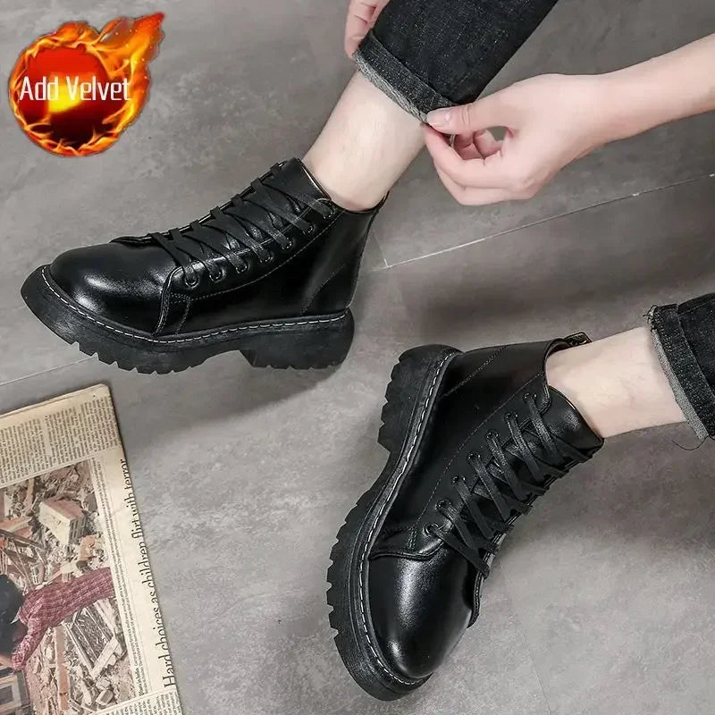 Winter Black Man Shoes Warm Boots for Men Short Barrel Booties Ankle Casual Comfortable Offers Trendy 2025 Cheap Fashion Sale