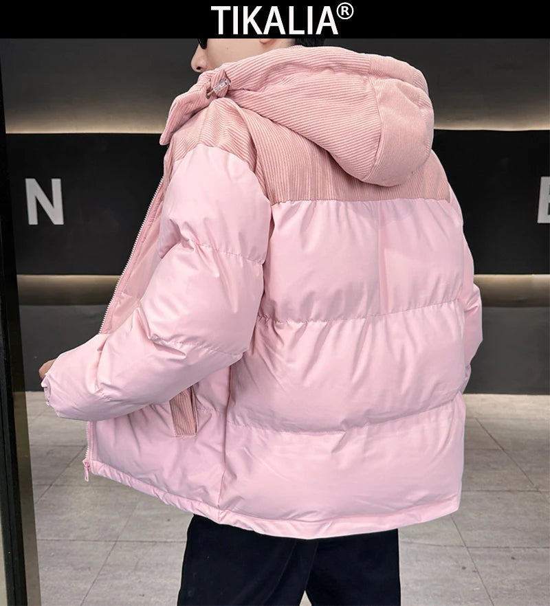 Winter Parka Jacket Men Removable Hood Thicken Keep Warm Cold Weather Windproof Coats Patchwork Cotton Padded Puffer Jacket