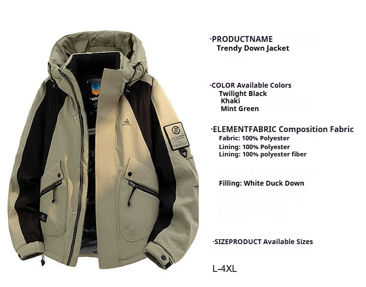 Winter Down Jacket - Outdoor Spliced Parka Outerwear