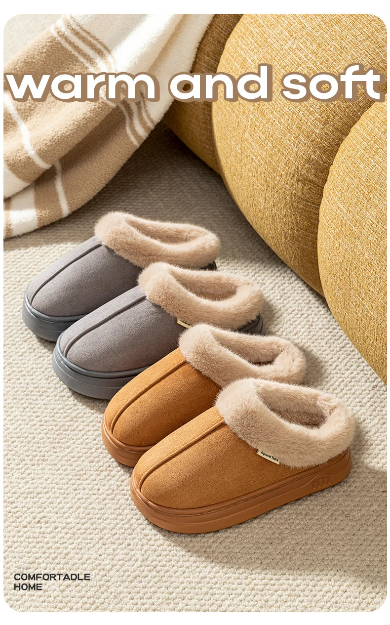 Men's Slippers Warm Outdoor Winter Non-slip Thick Soled Breathable Comfort Fashionable and Casual Shoes Snow Boots for Couples