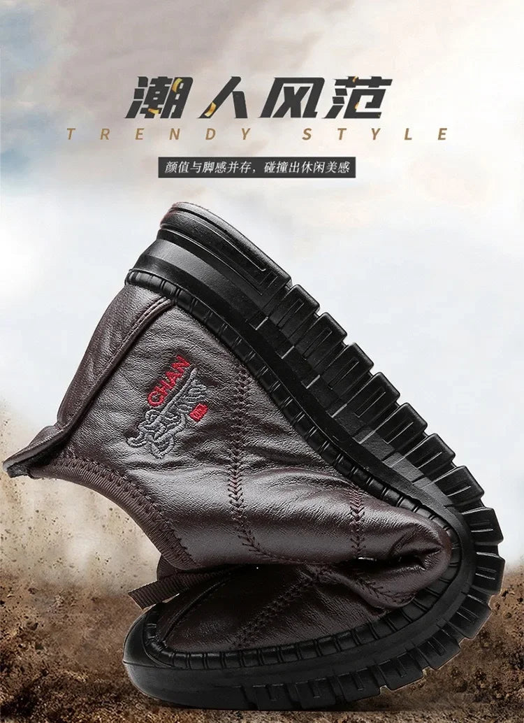 Winter men's boots are warm waterproof non slip thick walking boots, and oversized work shoes for men aged 38-48 platform boots