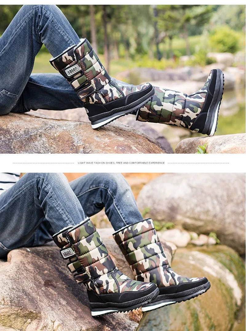 Men's Mid-calf Snow Boots Winter Plush Warm Cotton Boot Fashion Casual High Top Boots for Men Non-slip Platform Boots Big Size47