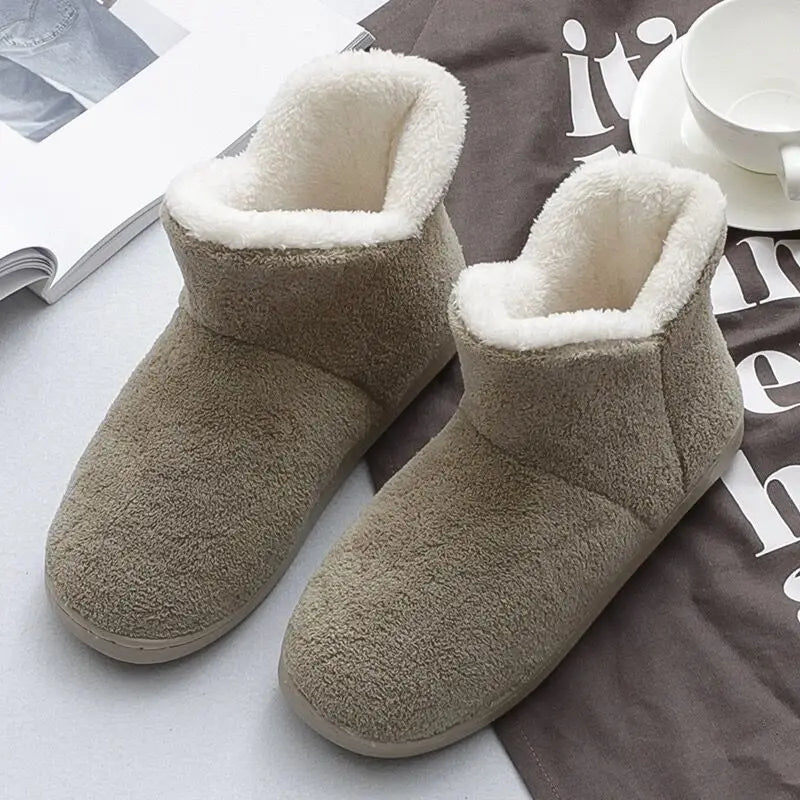 Men Indoor Slippers Warm Plush Winter Shoes Male Platform Snow Boots