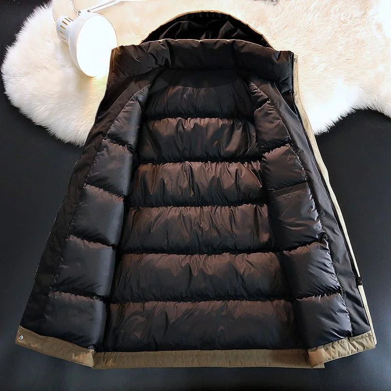 2024 Autumn/Winter New Fashion Solid Color Thick Warm Hooded Coat Men's Casual Loose High-Quality Plus-Size Cotton-Padded Jacket