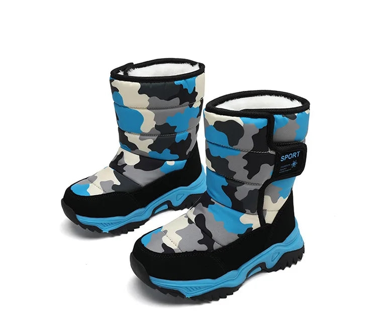 Outdoor Sport Cotton Shoes Child Footwear Fashion Waterproof Kids High Plush Boots Children Winter Boots Boys Girls Snow Boots