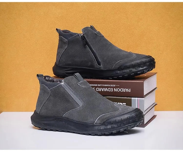 Winter Suede Snow Boots, Velvet Anti-slip Outdoor Shoes, Fashionable Warm Shoes, Casual and Comfortable Men's Shoes,Casual Shoes