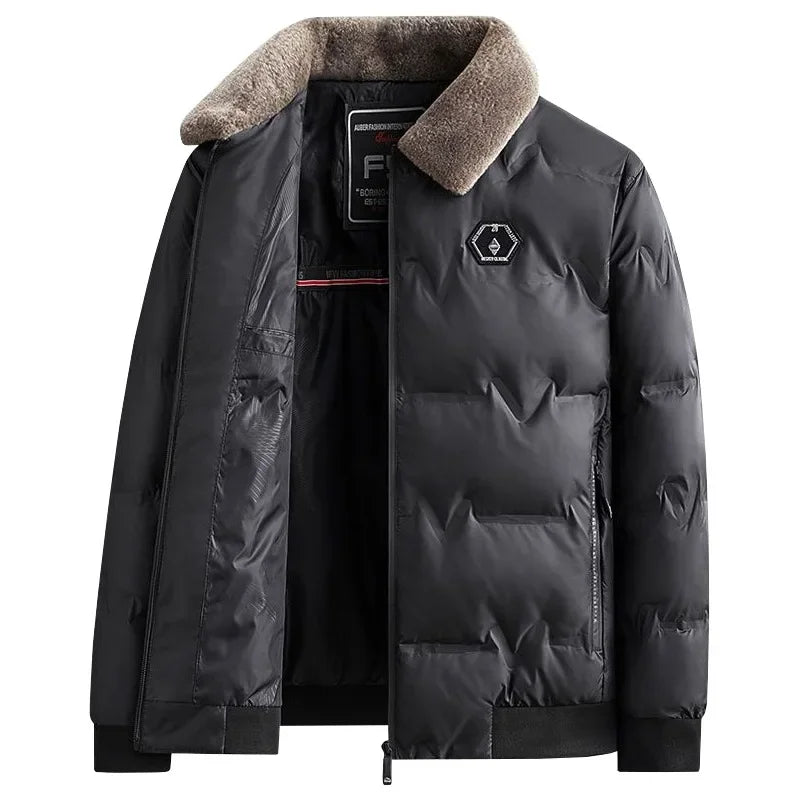 New Winter Men Fur Collar Down Jackets Warm Parkas High Quality Male Outwear Casual  Winter Coats Man Slim Fit Down Jackets 4XL