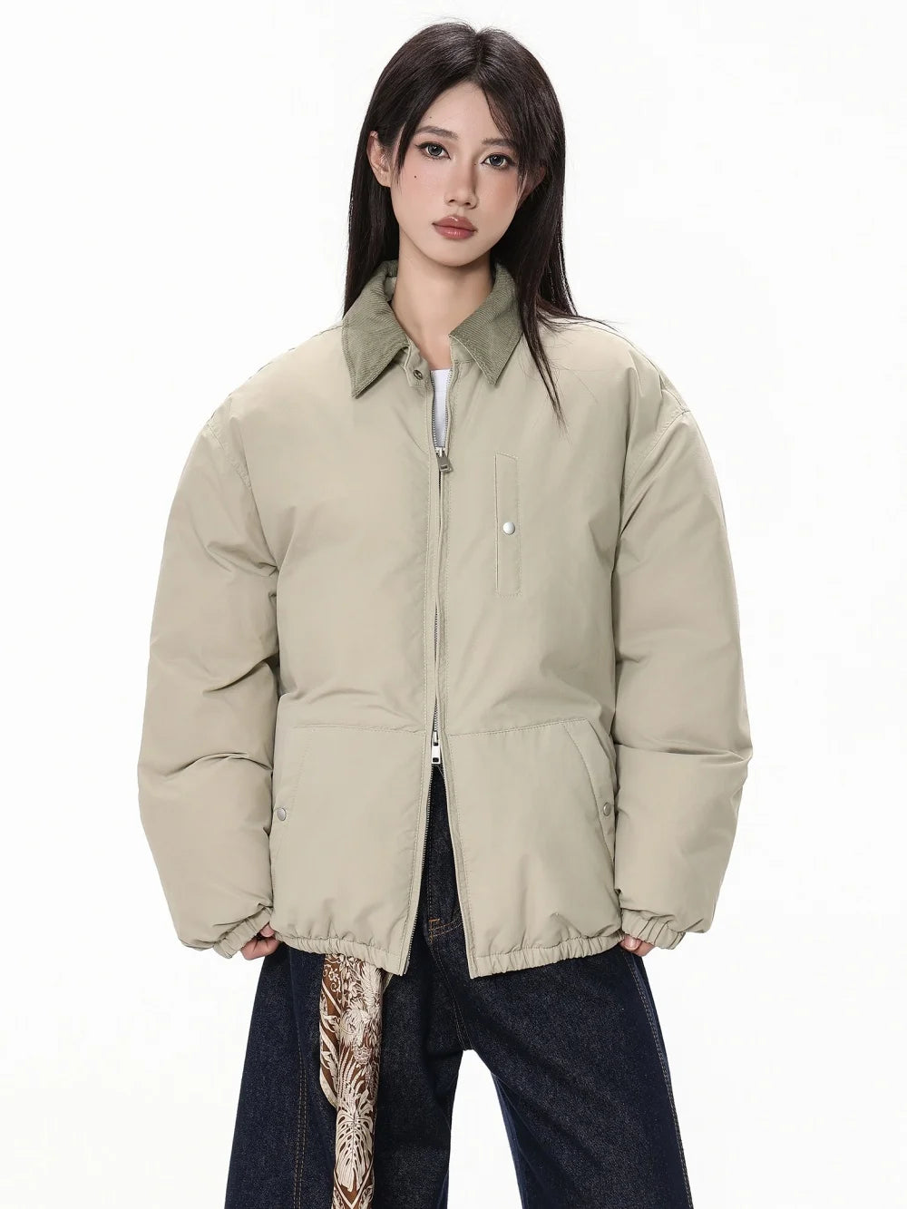 Women's Winter Down Padded Jacket Lapel Black Fashion Coat Winter Women Gray Women's Simple Solid Gray Winter Oversize Jacket