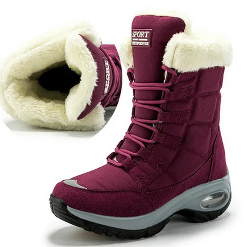 Winter Hiking Boots Shoes for Women Platform Fur Warm Snow Boots Waterproof Slip on Women Comfortable Outdoor Ankle Boots Winter