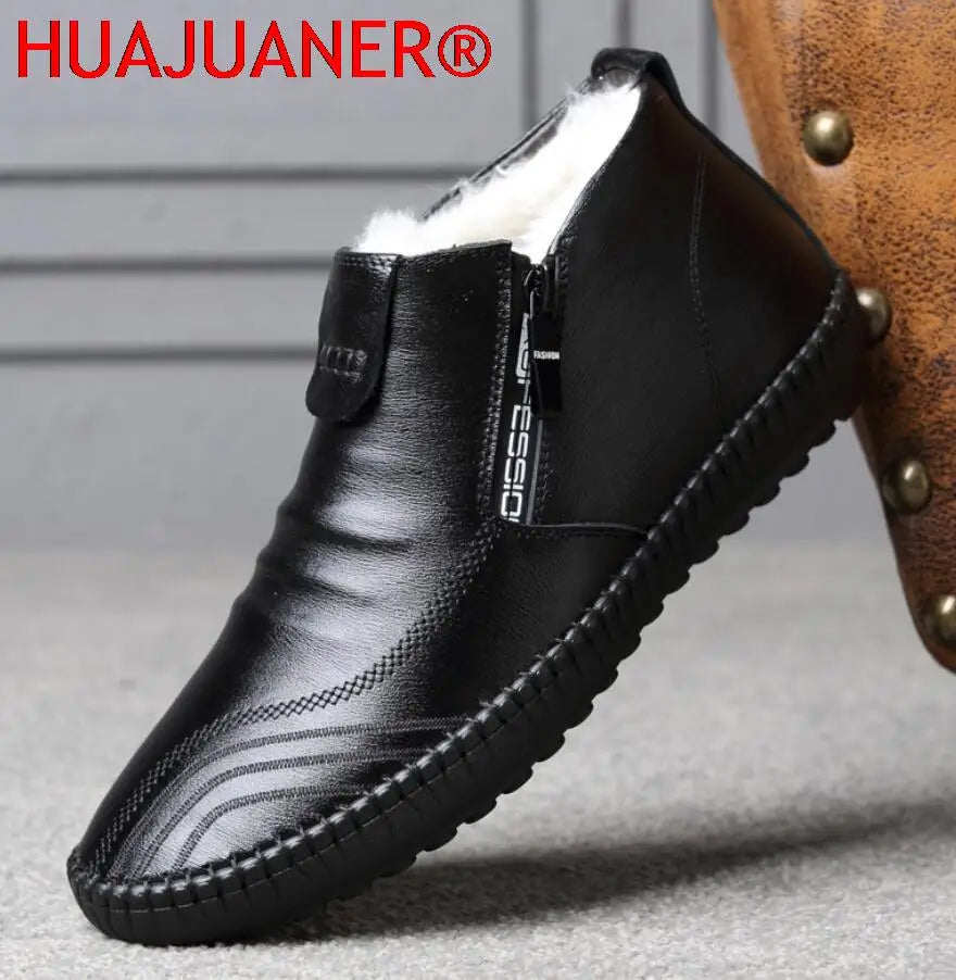 2025 Natural Wool Winter Shoes Men Genuine Leather Warmest Snow Boots Army Homme Walking Botas Hombre Platform Boots