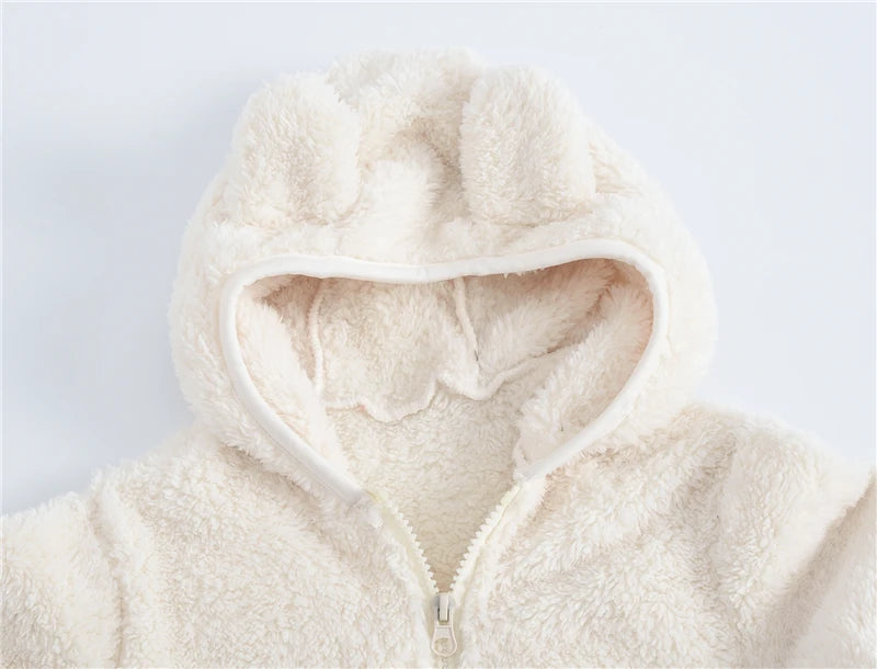 Girls woolen hooded coat solid color zipper coat children's winter clothes