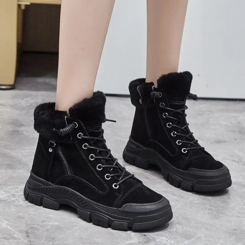 GKTINOO 2025 Winter Shoes Women Snow Boots Thick Sole Warm Plush Winter Shoes Genuine Leather Suede Women Ankle Boots Sneakers