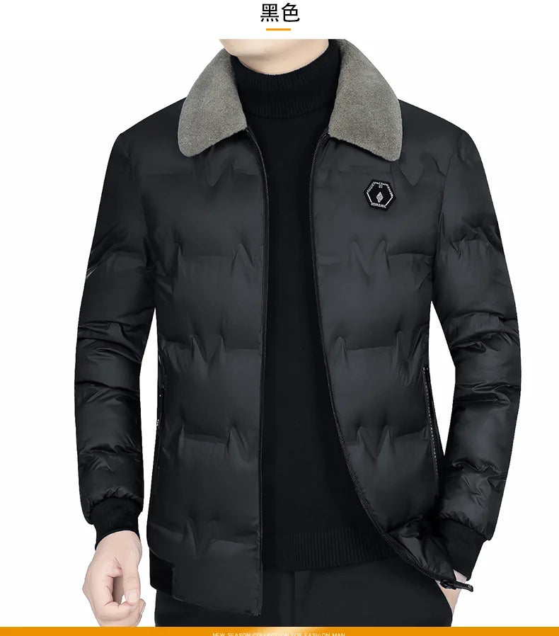 New Winter Men Fur Collar Down Jackets Warm Parkas High Quality Male Outwear Casual  Winter Coats Man Slim Fit Down Jackets 4XL