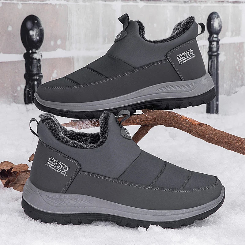 Men Boots Waterproof Winter Lightweight Snow Boots Thick Warm Fur Men Shoes Plus Size Unisex Ankle Boots Slip On Casual Shoes