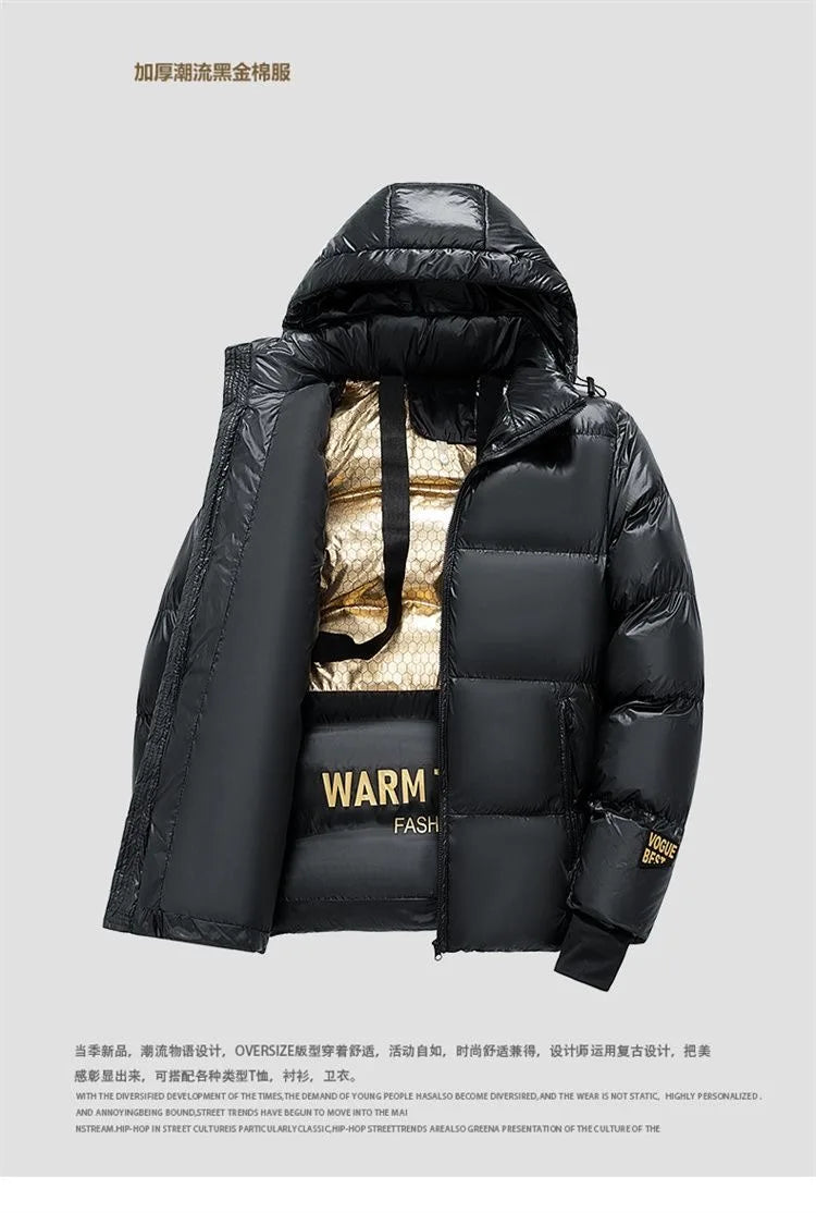 2024 Autumn and Winter New Fashion Thickened Warm Large Size Hooded Cotton-Padded Jacket Men's Casual Loose Windproof Coat M-5XL