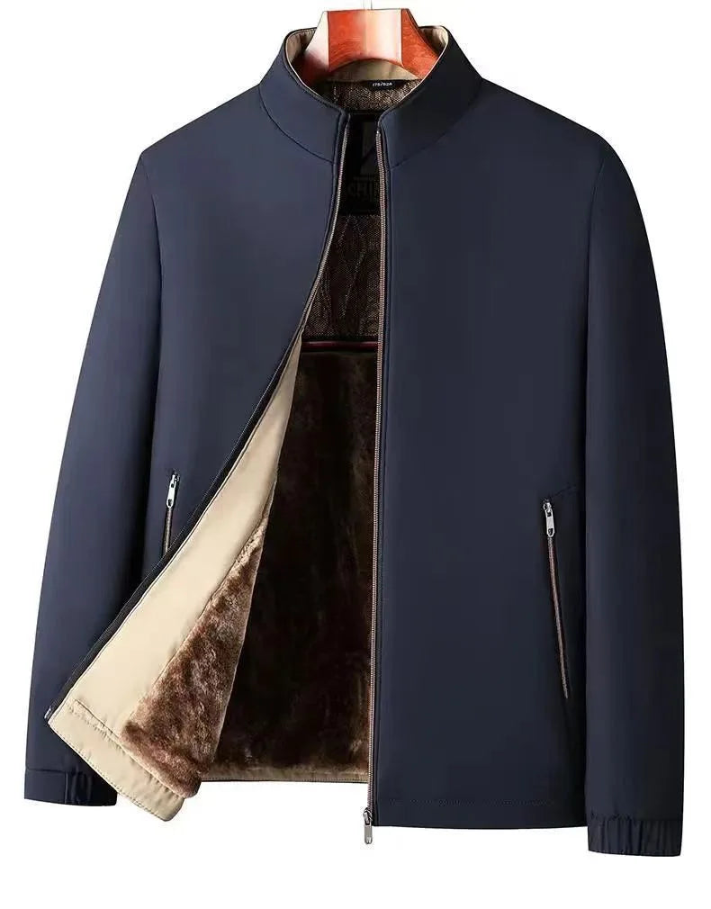 Winter New Fashionable Solid Color Plus Velvet Thick Warm Windproof Jacket for Men's Casual Loose Sports Large Size Jacket L-4XL