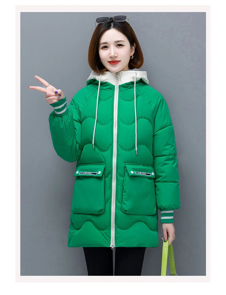 Long Winter Jacket Women Down Cotton Coats 2024 New Cotton Padded Puffer Parka Coat Women Hooded Outwear Thicken Warm Jacket 4XL