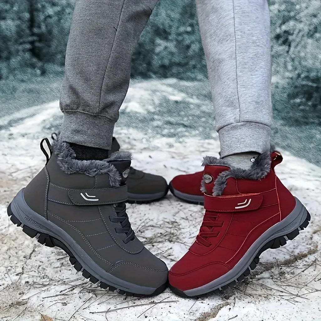 Winter Snow Boots Women Shoes Warm Breathable Hiking Shoes Women Anti-slip Flat Bottom Ankle Boots Short Plush Men Shoes Women