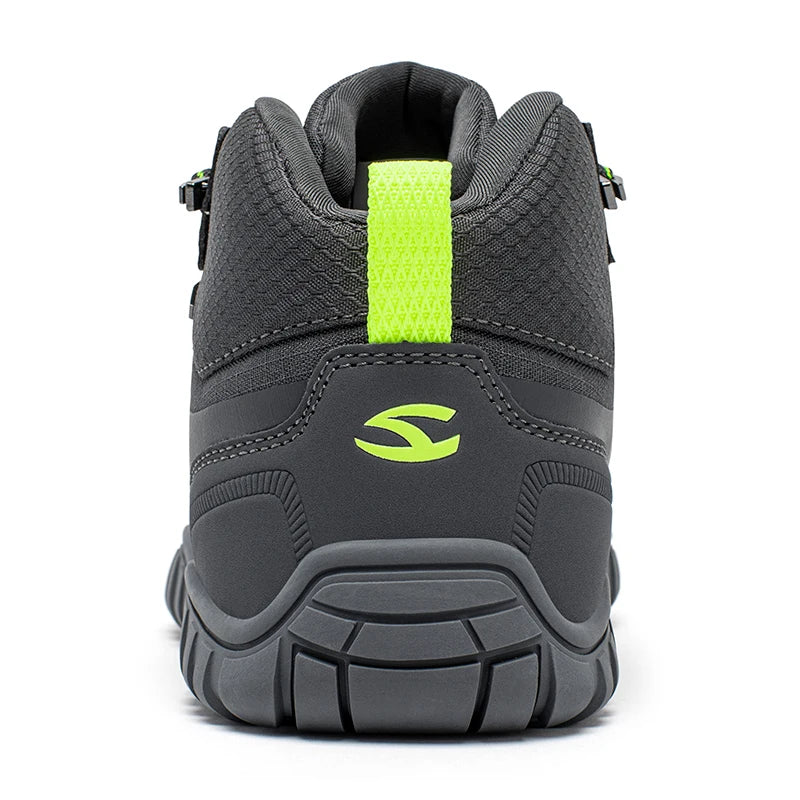 HOBIBEAR Mid Top Barefoot Shoes Mens Womens Wide Toe Hiking Boots Outdoor Non-Slip Trail-Running Shoes