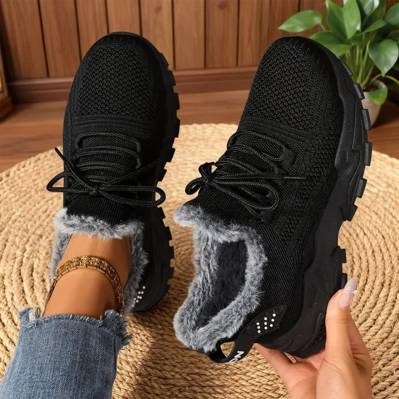 Sneakers Women's Winter Warm Sports Shoes Non Slip Soles Suitable for Cold Weather Outdoor Walking Sports Shoes Ladies Sneakers