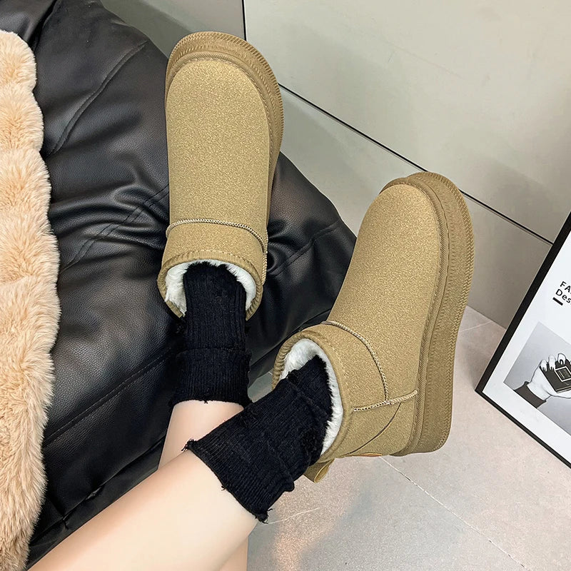 Winter warm cotton shoes for new style, thickened outer wear, slip-on short boots, anti-slip snow ground casual shoes, versatile
