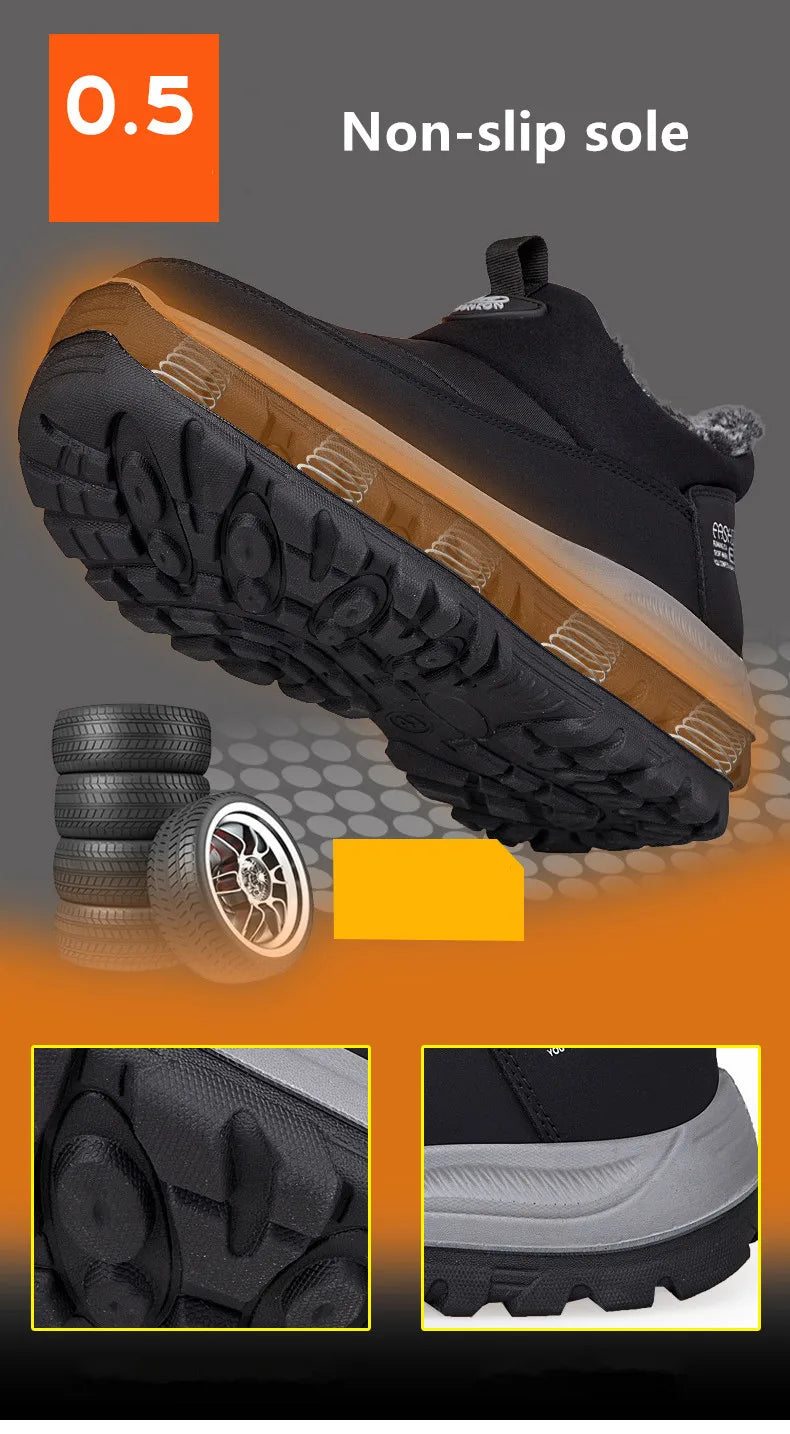 Men Boots Waterproof Winter Lightweight Snow Boots Thick Warm Fur Men Shoes Plus Size Unisex Ankle Boots Slip On Casual Shoes