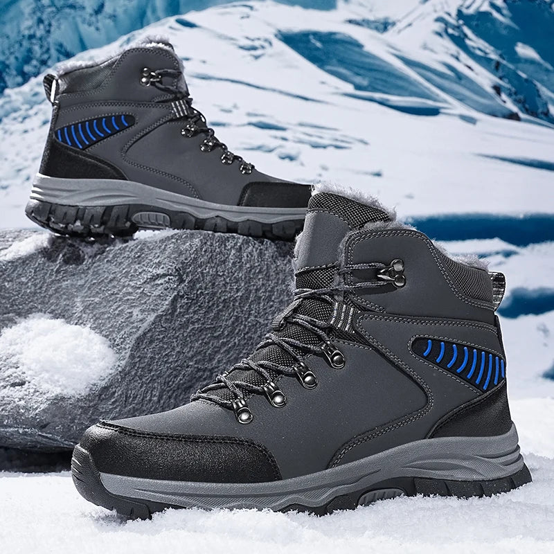 Mens Winter Snow Boots Durable Slip-resistant Windproof High-Top Sneakers Warm Comfortable Casual Shoes for Outdoor Activities