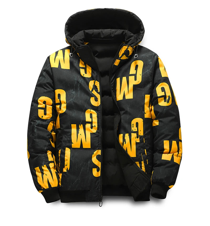 Winter Men's Cotton Jacket Fashion Warm Comfortable Padded Thickened Down Jackets Coat New Double-Sided Clothes Removable Cap