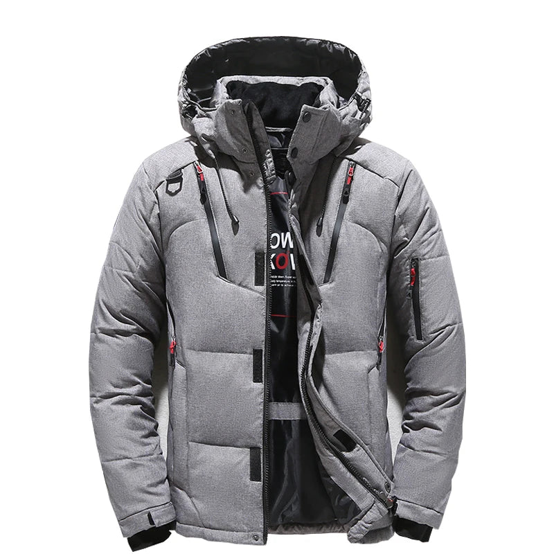 -20 Degree Down Jacket Male Winter Parkas Men White Duck Down Jacket Hooded Outdoor Thick Warm Padded Snow Coat Oversize M-4XL