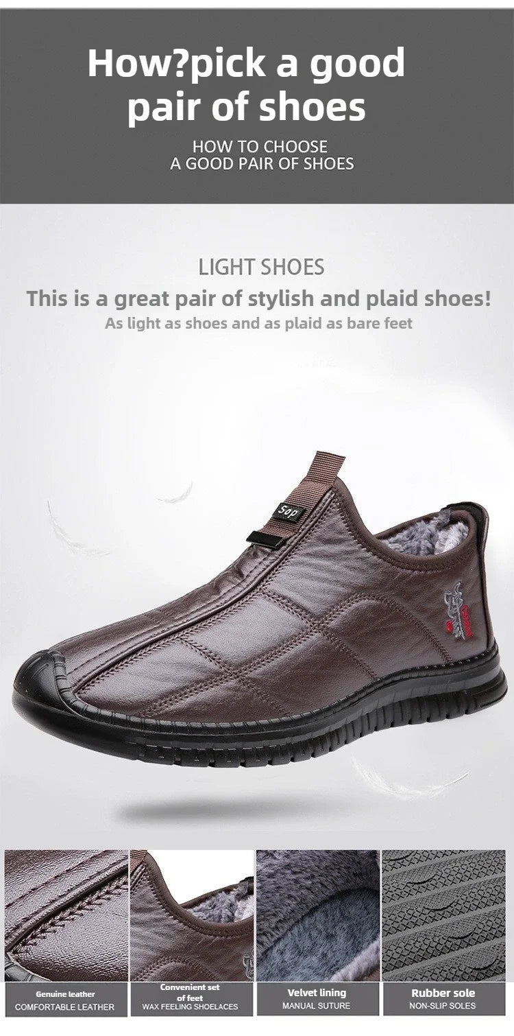 Winter men's boots are warm waterproof non slip thick walking boots, and oversized work shoes for men aged 38-48 platform boots