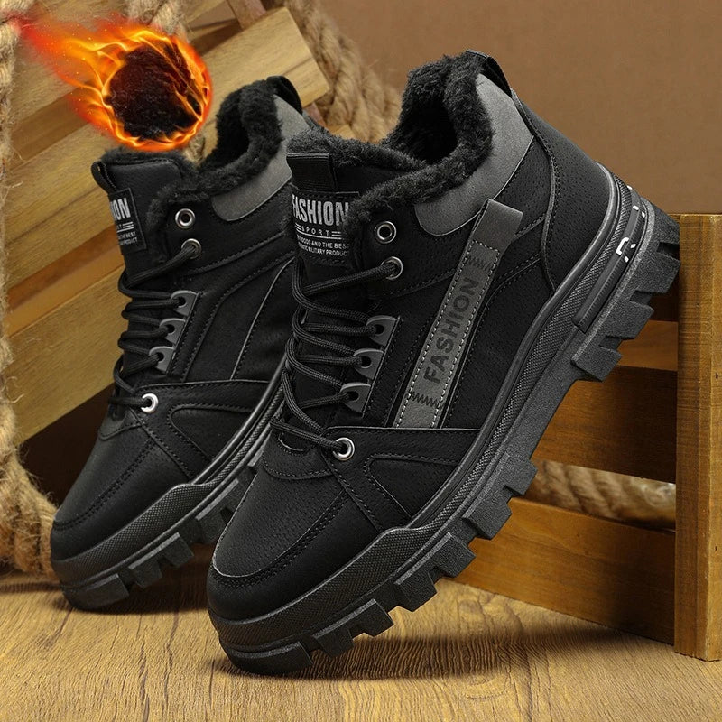 Winter Sneakers Men's New Warm Cotton Boots with Thick Soles Versatile Snow Anti Slip Outdoor Leisure Hiking Cotton Shoes Botas