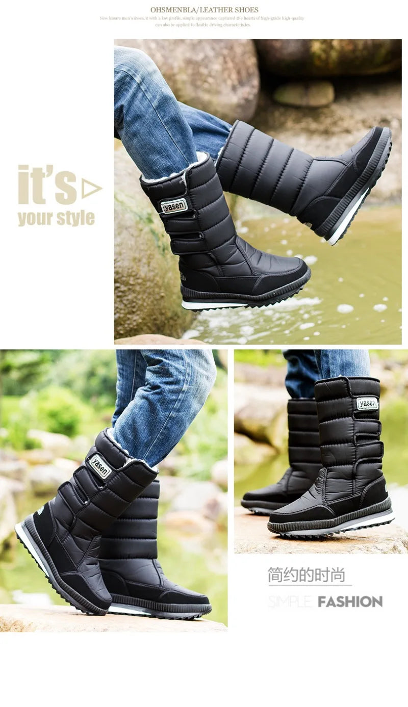 Men's Mid-calf Snow Boots Winter Plush Warm Cotton Boot Fashion Casual High Top Boots for Men Non-slip Platform Boots Big Size47