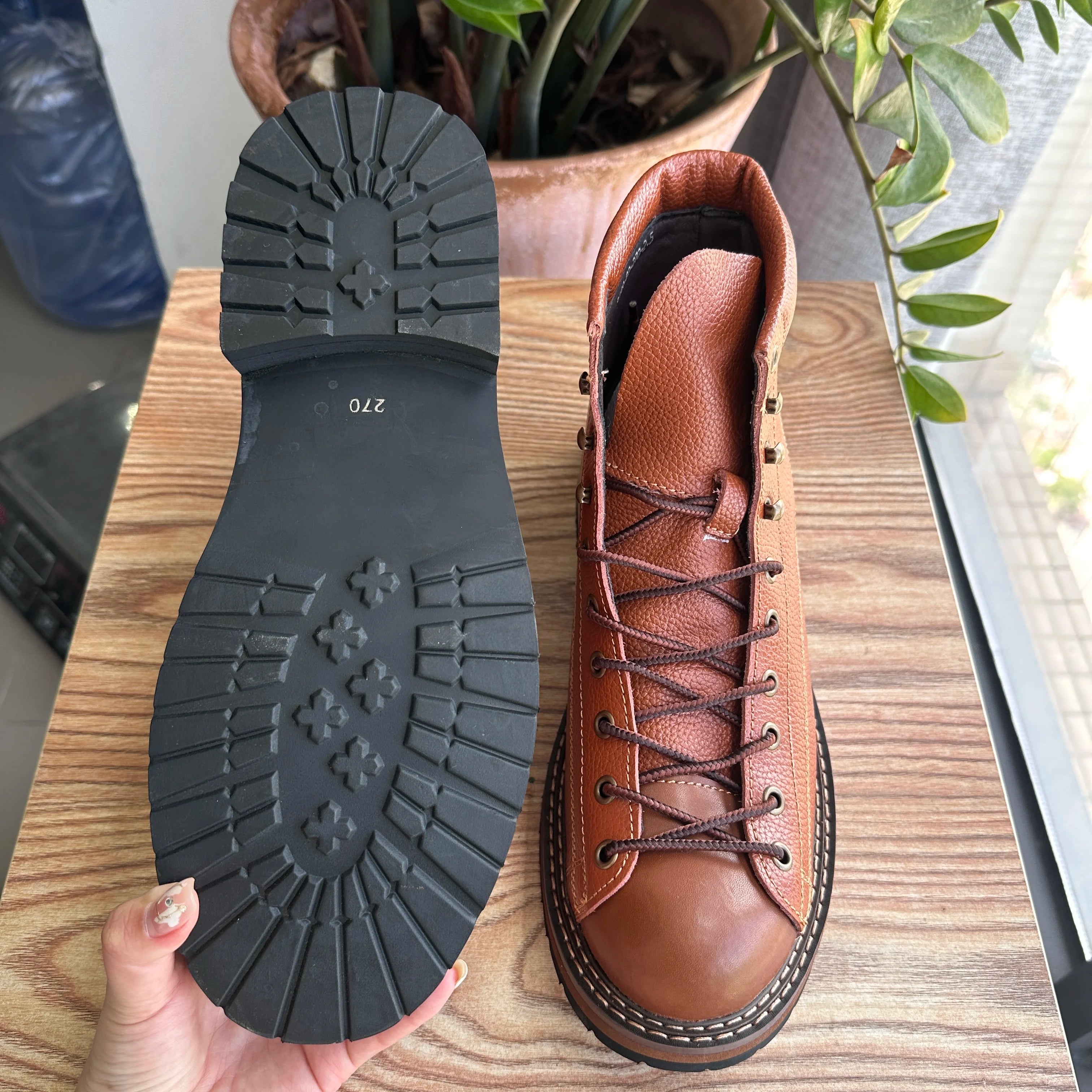 Men Leather Boots Vintage Work High Top Men's Shoes British Style Men's Leather Boots Spring Non Slip Lace Up Platform Shoes Man