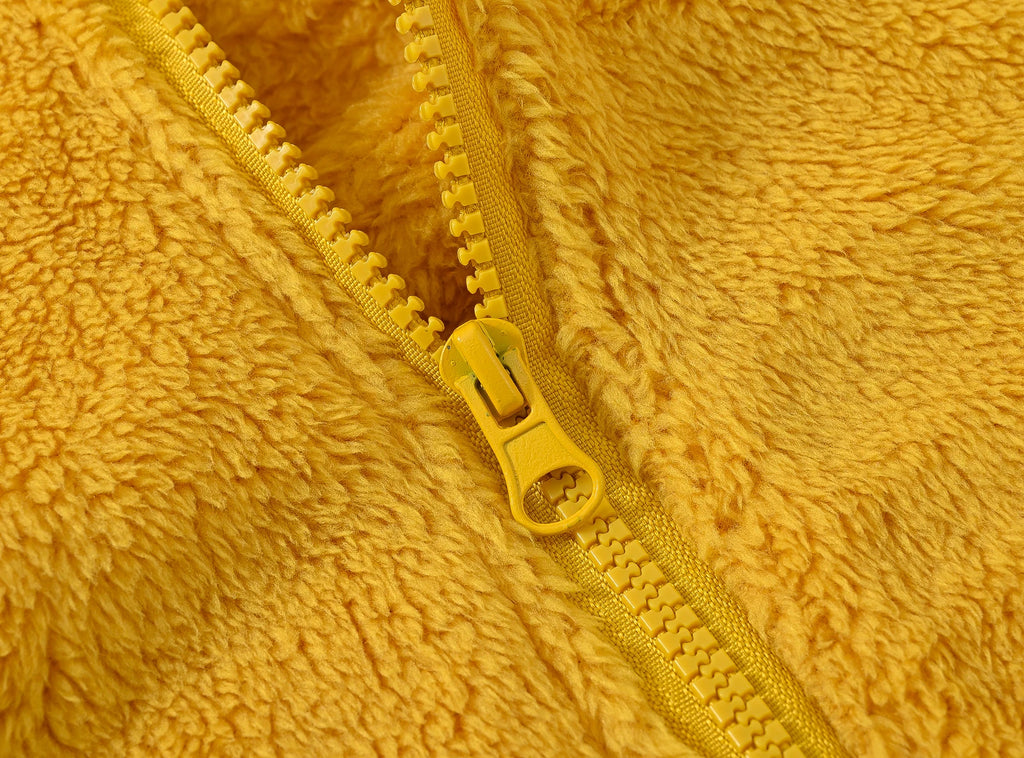 Girls woolen hooded coat solid color zipper coat children's winter clothes