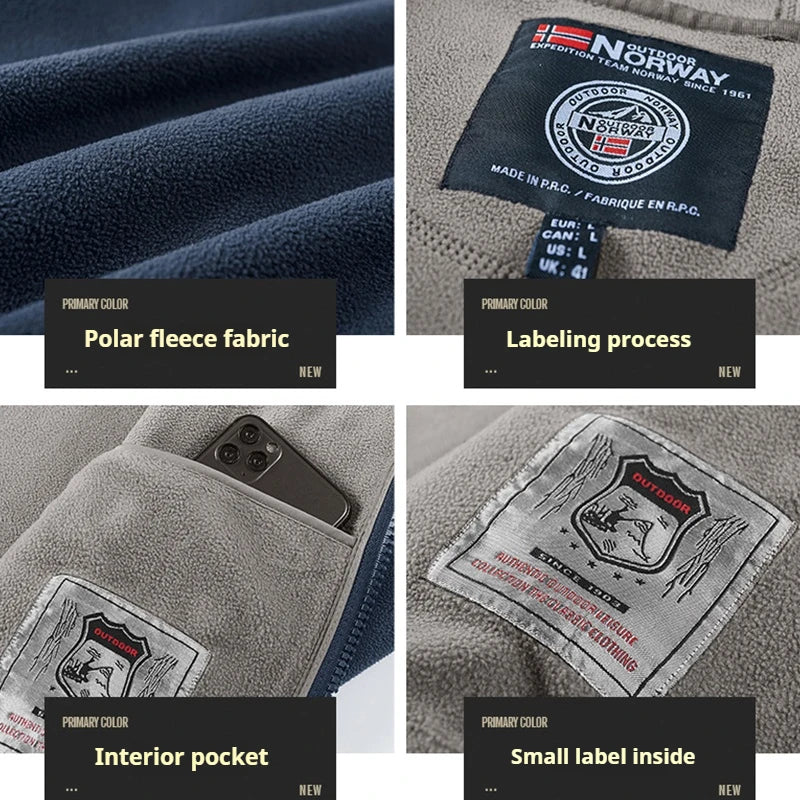 Autumn Winter New Hooded Fleece Jacket Men Outdoor Sports Windproof Tactical Zip Coat Men Warm Thick High Quality Jacket Male