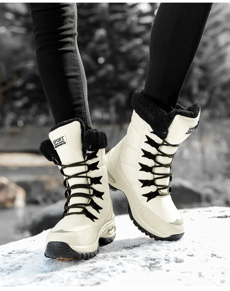 Winter Hiking Boots Shoes for Women Platform Fur Warm Snow Boots Waterproof Slip on Women Comfortable Outdoor Ankle Boots Winter