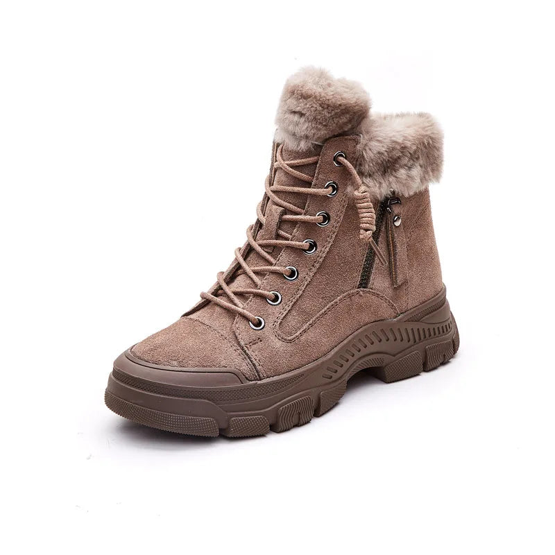 GKTINOO 2025 Winter Shoes Women Snow Boots Thick Sole Warm Plush Winter Shoes Genuine Leather Suede Women Ankle Boots Sneakers