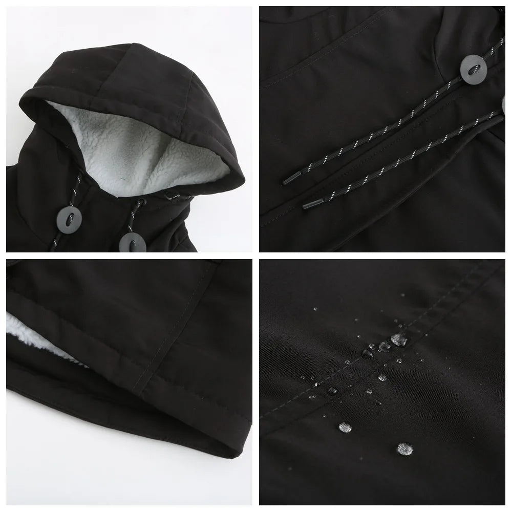 Winter Down Jackets Coats Women Warm Parkas Hooded Waterproof Thick Plush Fleece Lined Female Cotton Puffer Jacket Overcoat AY81