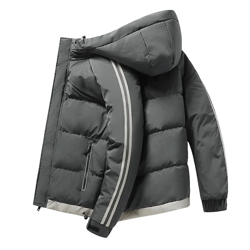 Men's Winter Warm Padded Jacket with Hood Casual Thickened Coat for Autumn Winter Outdoor Windproof Warm Outerwear