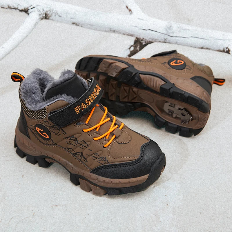 Waterproof Winter Snow Boots for Boys Non-Slip Warm Ankle Shoes Kids Outdoor Trekking Hiking Sneakers Children's Fashion Boots