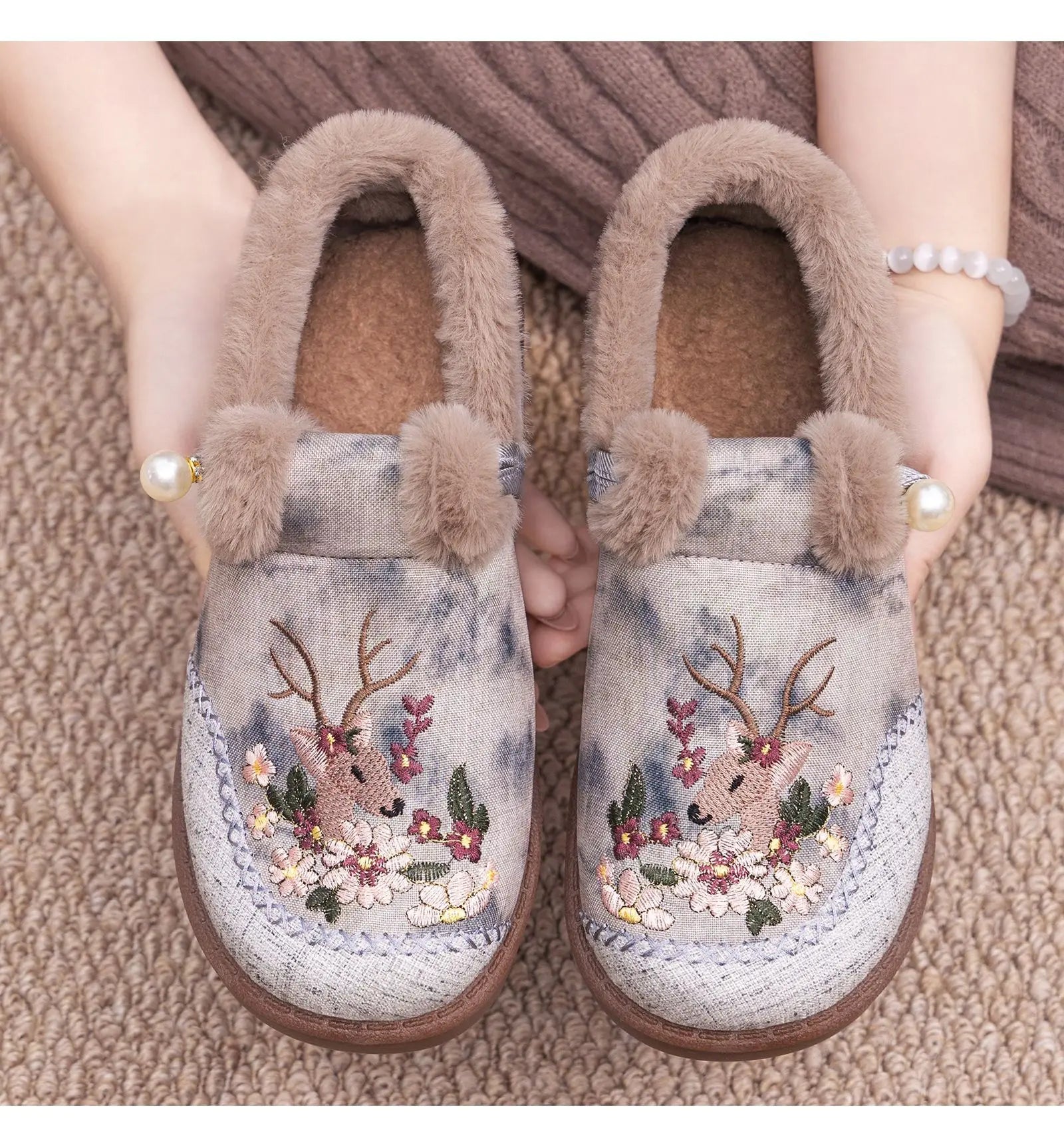 Winter Snow Boots For Women Brand Plus Thick Fur Cotton Shoes Outdoor Warm Footwear Embroidery ladies Ankle Boot Lazy Shoes