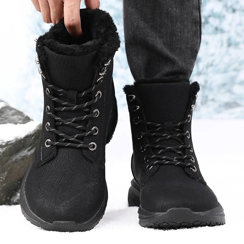Winter Snow Barefoot Boots for Men Keep Warm Waterproof Winter Shoes Latest 2025 Fashion Design Non Slip Platform Snow Boots Men