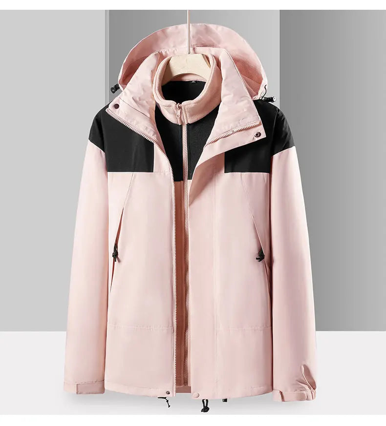 Winter Hiking Jackets Warm Windbreaker Outerwear Waterproof Windproof Jacket Men Skiing Camping Women Coats Hooded Fleece Jacket