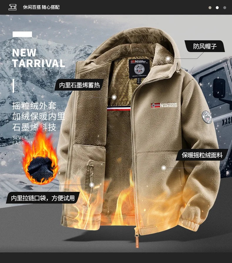 Winter New Fashion Trend Retro Sports Thick Warm Lamb Wool Jacket Men's Casual Loose Comfortable High-Quality Plus Size Jacket
