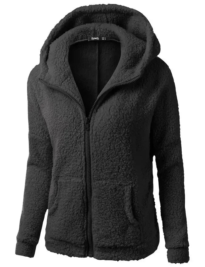 Autumn Winter Warm Jacket Women Hoodie Hooded 2025 Casual Female Hoodies Sweatershirt Zipper Coat Solid Soft Fleece Women Coat