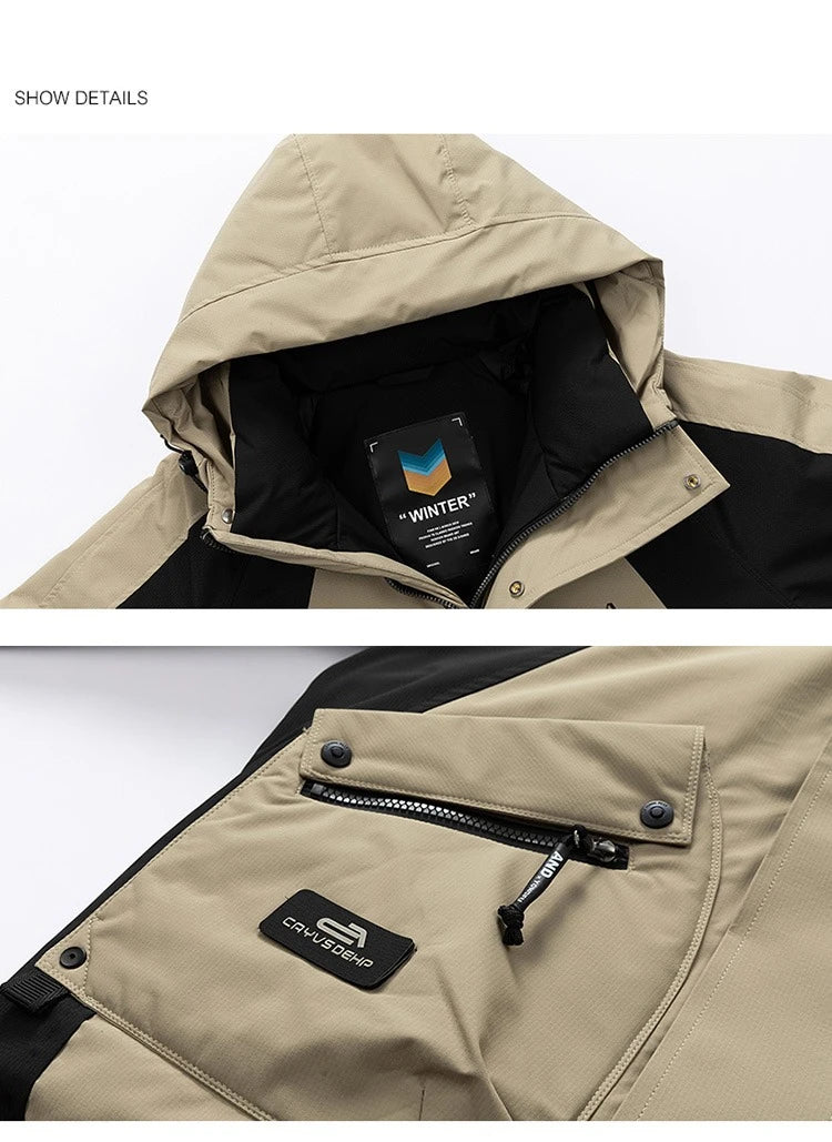 Winter Down Jacket - Outdoor Spliced Parka Outerwear