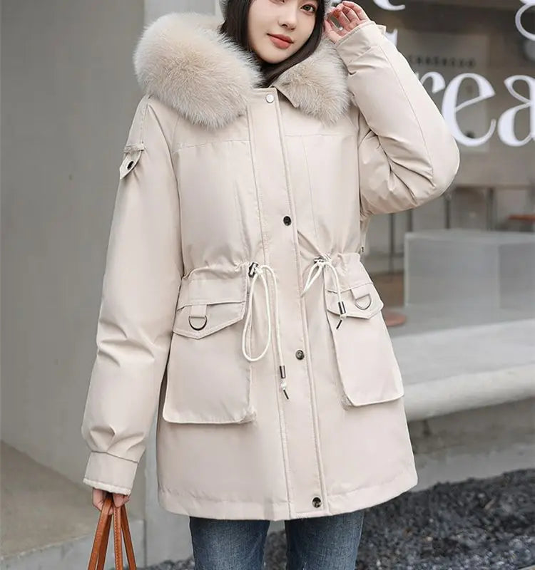 Winter Coat 2024 New Thicken Parker Women's Warm Detachable Inner Down Cotton Jacket Female Loose Warm Hooded Parkas Overcoat