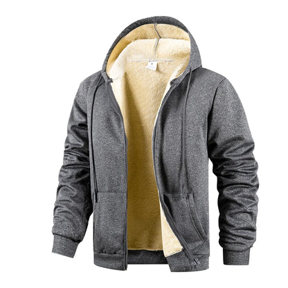 Men's Zip-Up Fleece-Lined Winter Hoodie
