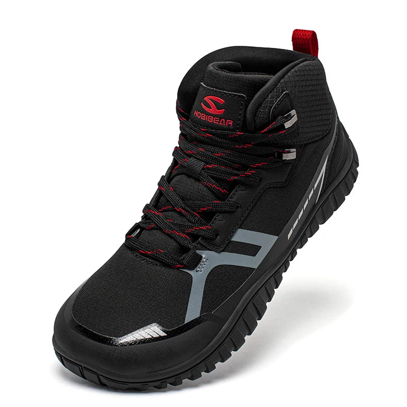 HOBIBEAR Mid Top Barefoot Shoes Mens Womens Wide Toe Hiking Boots Outdoor Non-Slip Trail-Running Shoes