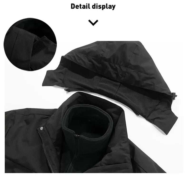 Winter Hiking Jackets Warm Windbreaker Outerwear Waterproof Windproof Jacket Men Skiing Camping Women Coats Hooded Fleece Jacket